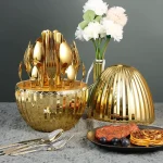 Stripped Gold Mood Egg 24 Pcs Cutlery Set