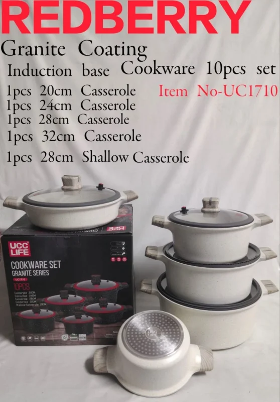 10-Piece REDBERRY Granite Nonstick Cookware Set
