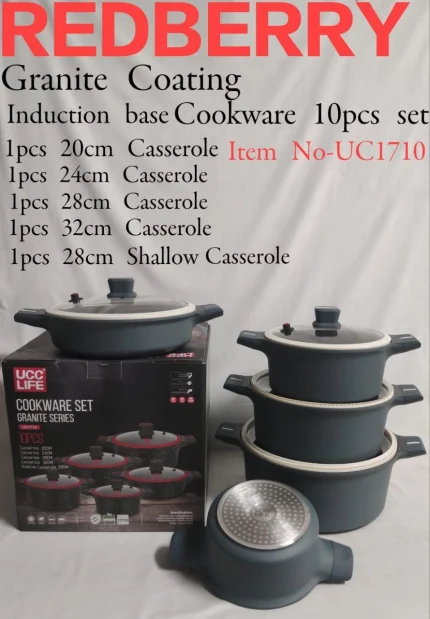 10-Piece REDBERRY Granite Nonstick Cookware Set