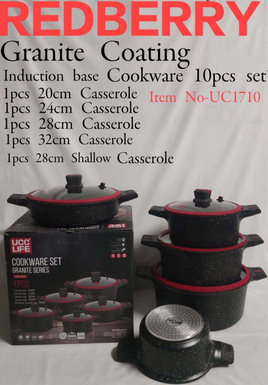 10-Piece REDBERRY Granite Nonstick Cookware Set