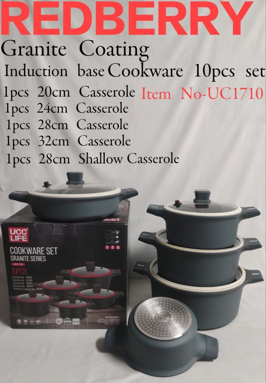 10-Piece REDBERRY Granite Nonstick Cookware Set