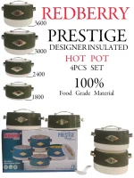 PRESTIGE 4 Piece Designer Insulated Hotpot Set – Jungle green