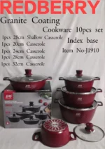 10-Piece Redberry JIO Granite Nonstick Cookware Set