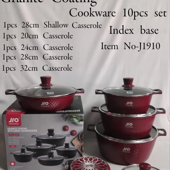 10-Piece Redberry JIO Granite Nonstick Cookware Set