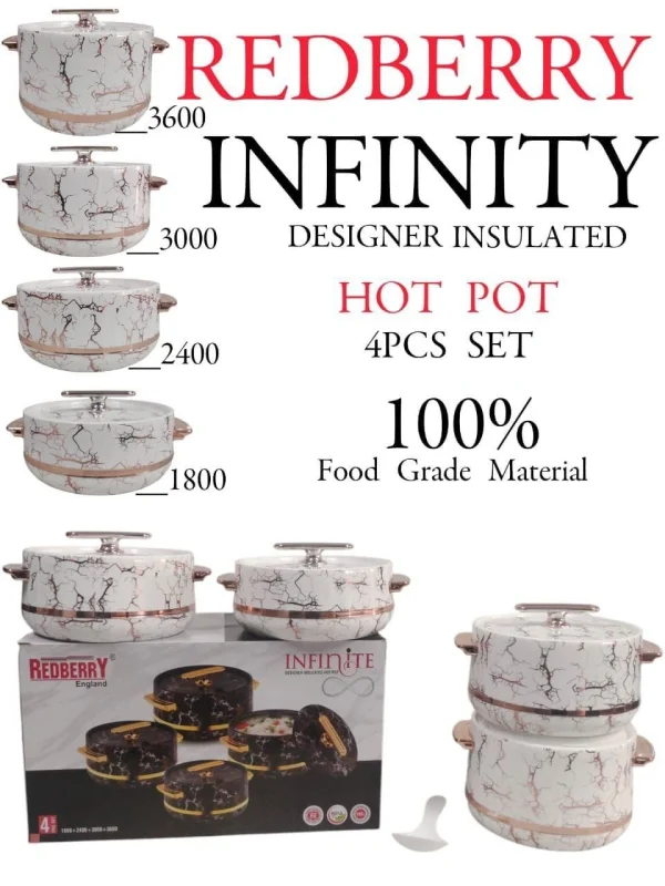 REDBERRY INFINITE Insulated Hotpot Set - 4pcs – White