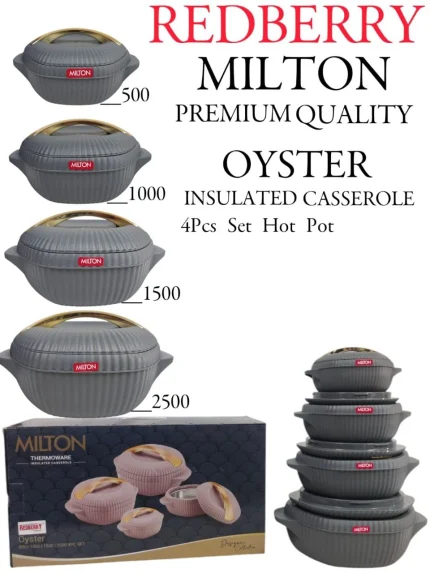 MILTON OYSTER 4-Piece Insulated Designer Hotpot Set – Grey