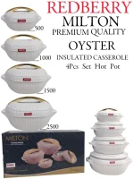 MILTON OYSTER 4-Piece Insulated Designer Hotpot Set – White