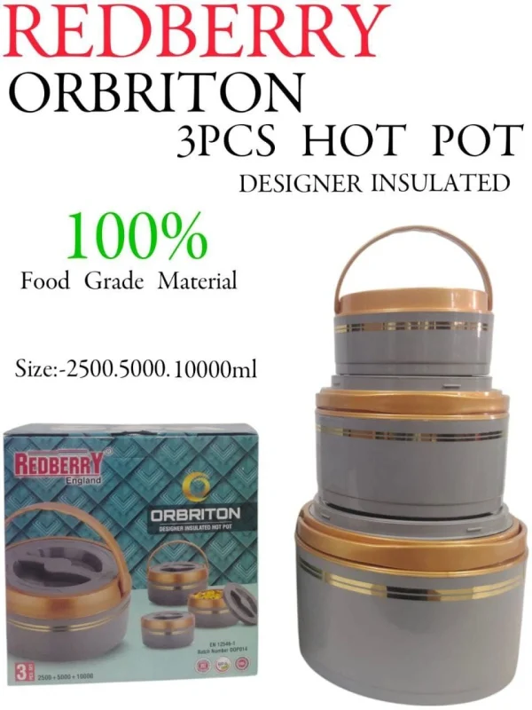 ORBRITON Plastic Designer Hotpot – 3pcs Set – Grey