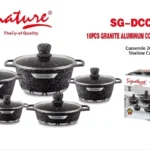10-Piece Signature Granite Aluminum Cookware Set – Black