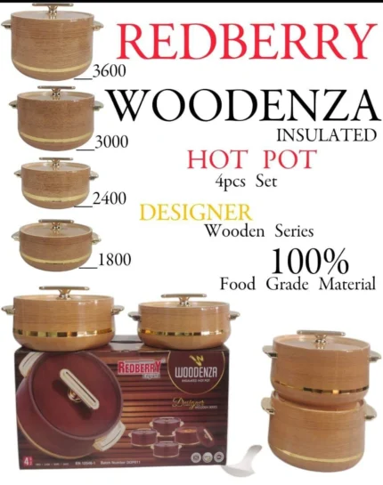4pcs WOODENZA Insulated Hotpot Set | Smart Enterprise – Beige