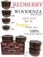 WOODENZA 4pcs Insulated Hotpot Set