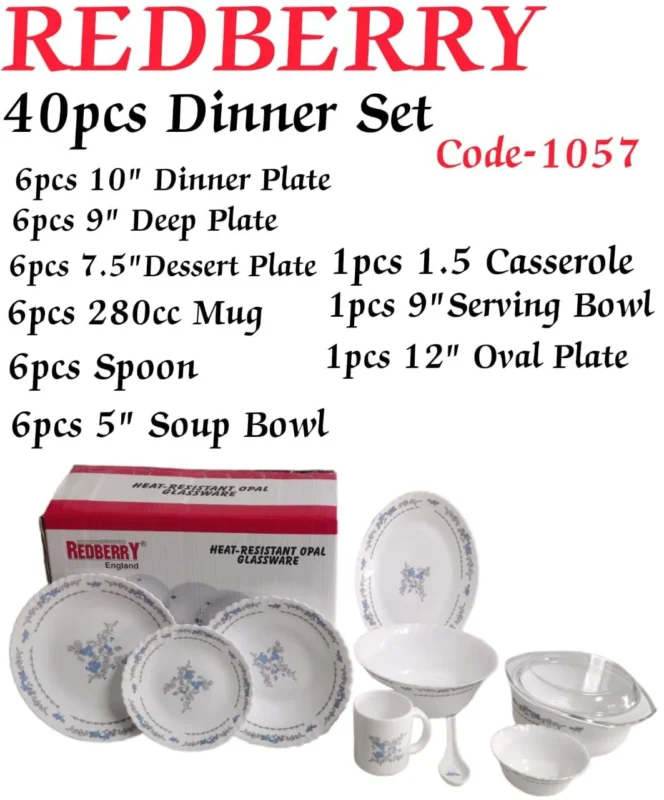 40-Piece REDBERRY Opalware Dinner Set | Smart Enterprise – Code-1057