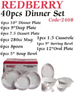 40-Piece REDBERRY Opalware Dinner Set | Smart Enterprise – Code-2408