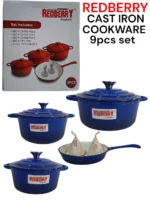 9-Piece REDBERRY Enamel Coated Cast Iron Cookware Set – Bluish