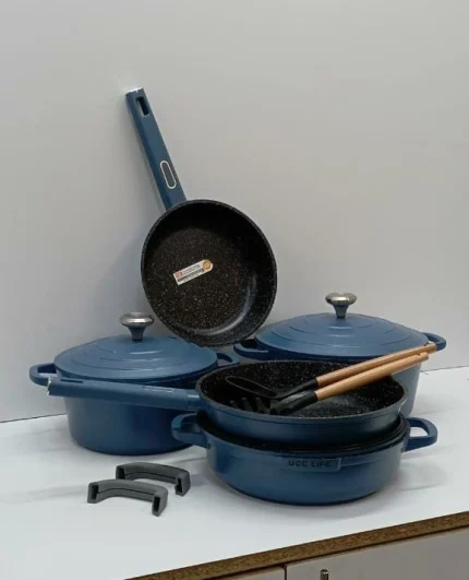 12-Piece UCC Life Blue Aluminum Non-Stick Cookware Set