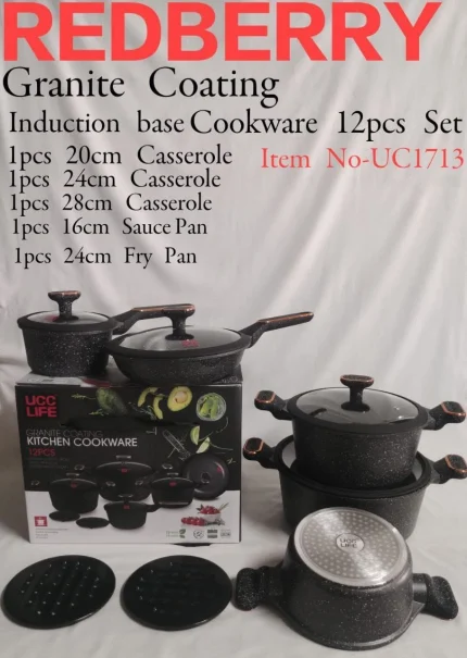 13-Piece Redberry Granite Nonstick Cookware Set