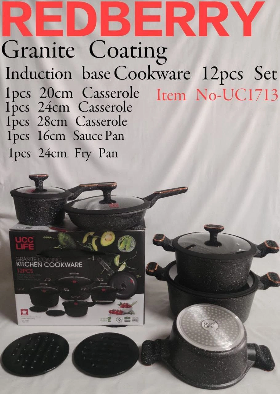 13-Piece Redberry Granite Nonstick Cookware Set