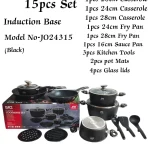 15-Piece REDBERRY JIO Forged Nonstick Cookware Set – Black