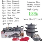 16-Piece REDBERRY UCC LIFE Granite Nonstick Cookware Set – Grey