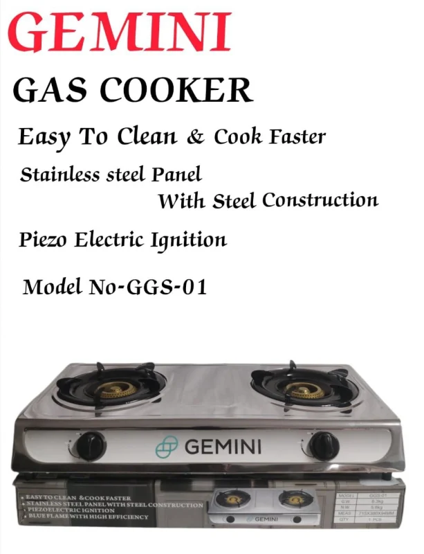 2-Burner Gas Cooker – Stainless Steel