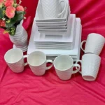 24-Piece Ceramic Dinner Set Plates Cups Saucers