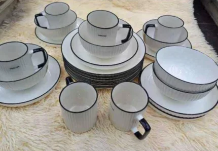 24-Piece Ceramic Dinner Set Plates Cups Saucers