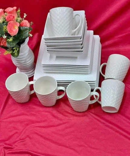 24-Piece Ceramic Dinner Set Plates Cups Saucers