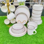 24 Piece Ceramic Dinner Set Gold Elegant Dinnerware