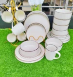 24 Piece Ceramic Dinner Set Gold Elegant Dinnerware