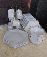 24-Piece Hexagon Ceramic Dinner Set Plates Cups