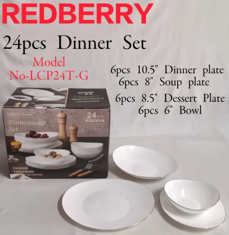24-Piece Gold Line OpalWare Dinner Set | Smart Enterprise