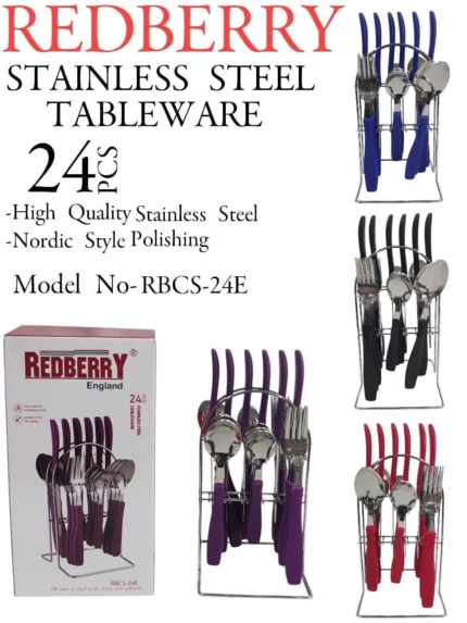 24-Piece Stainless Steel Cutlery Set – Bluish, Stainless Steel