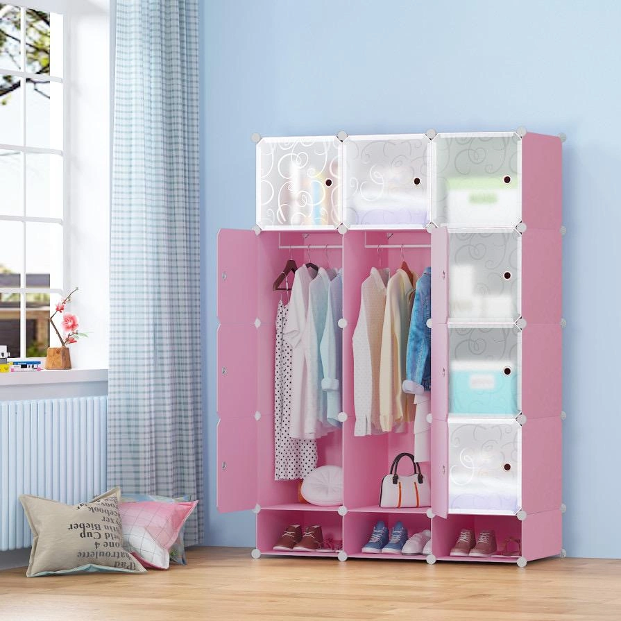 3-Column Plastic Wardrobe – Pink