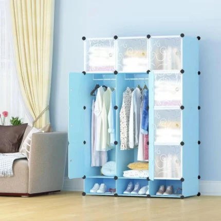 3-Column Plastic Wardrobe – Baby Blue