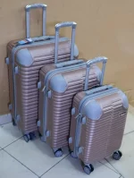 3-in-1 Luxurious Fibre Suitcase Set – Size 4 – Choco with Grey