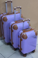 3-in-1 Luxurious Fibre Suitcase Set – Size 4 – Purple with Brown