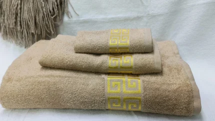 3-Piece Egyptian Cotton Towel Set – Beige