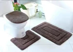 3-Piece Flocking Microfiber Toilet Set – Brown