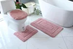 3-Piece Flocking Microfiber Toilet Set – Pink