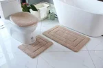 3-Piece Flocking Microfiber Toilet Set – Beige
