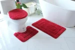 3-Piece Flocking Microfiber Toilet Set – Maroon Red
