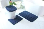 3-Piece Flocking Microfiber Toilet Set – Navy-blue