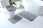 3-Piece Flocking Microfiber Toilet Set – Grey