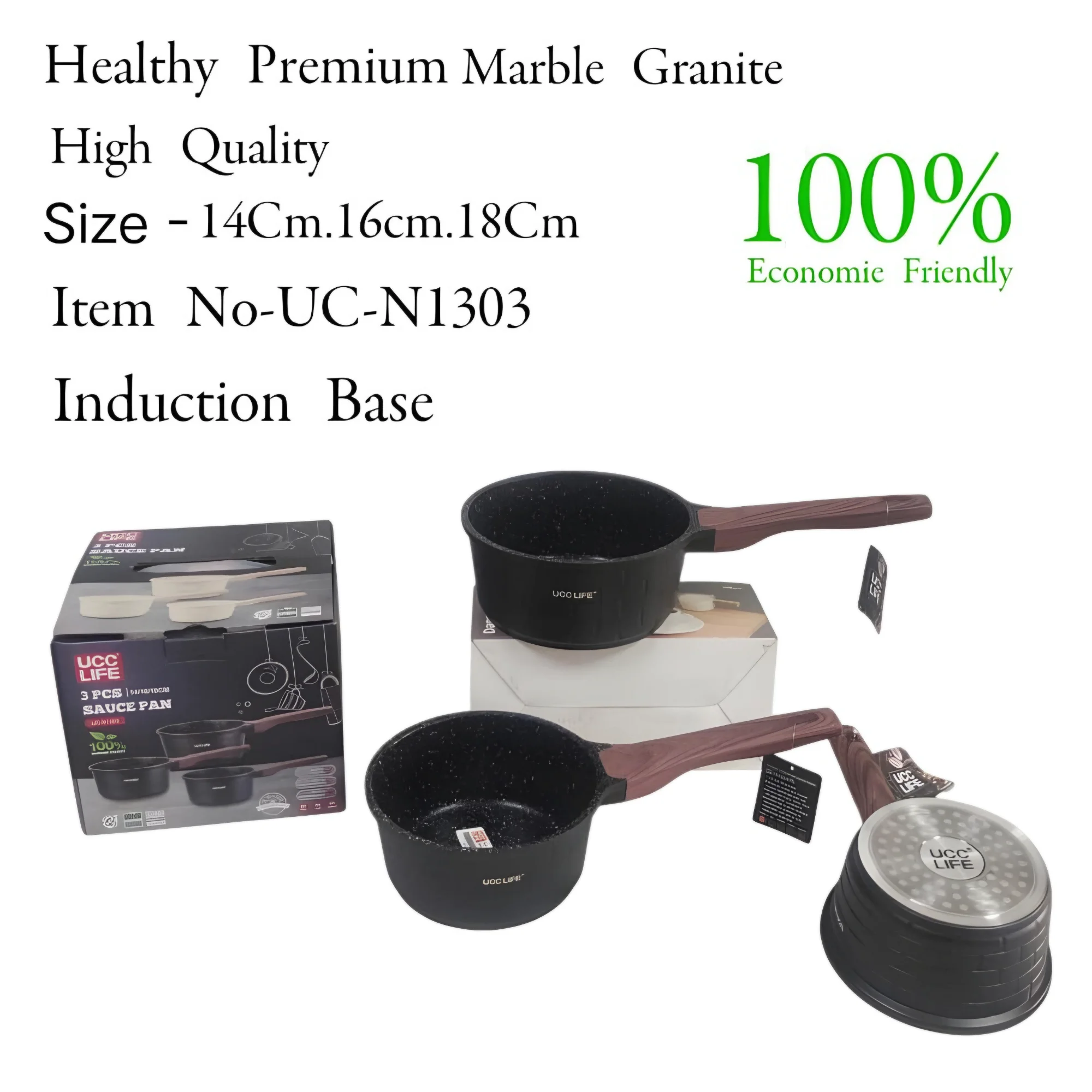 3-Piece Redberry UCC Life Nonstick Saucepan Set 3-Piece Redberry UCC Life Nonstick Saucepan Set