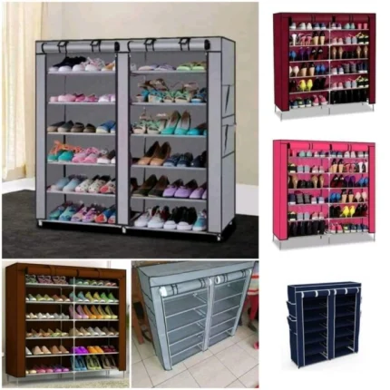 36 pairs Double Column Metallic Shoe Rack