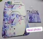 3D 4-in-1 Bathroom Mat Set with Waterproof Shower Curtain