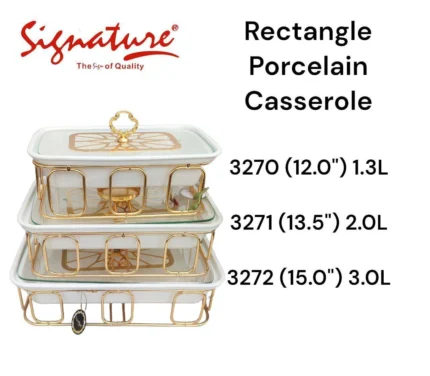 3pcs Signature Rectangle Porcelain Casserole Set