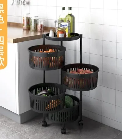 4-Tier Rotating Corner Rack with Wheels