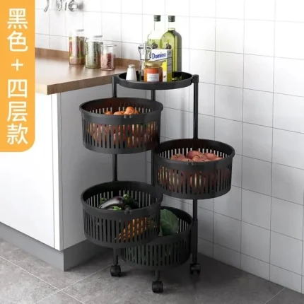 4-Tier Rotating Corner Rack with Wheels