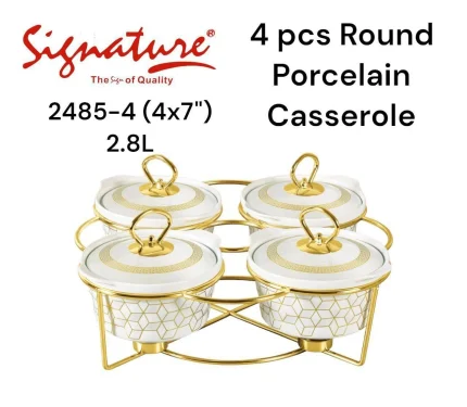 4pcs Round Porcelain Casserole Set